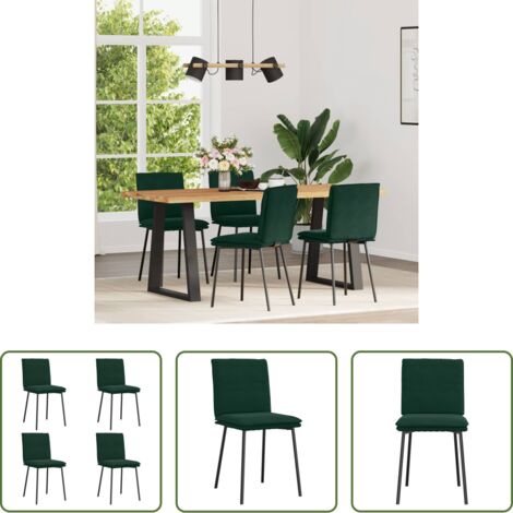 Sillas de comedor verde oscuro -  Sillas de comedor 4 unidades terciopelo verde oscuro