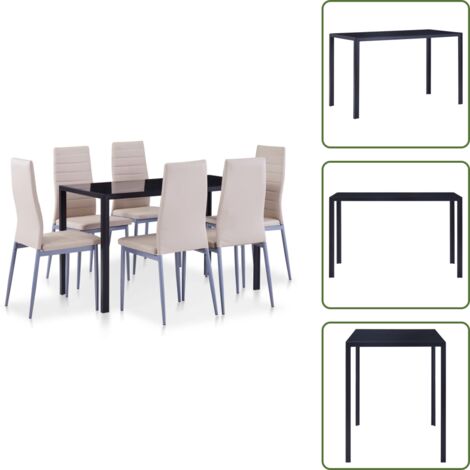 Sillas de comedor - vidaXL Conjunto de mesa y sillas de comedor 7 piezas color capuchino - Comedor moderno