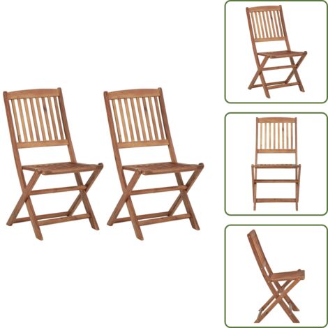 Sillas de comedor - vidaXL Sillas plegables de jardín 2 unidades madera maciza de acacia - Sillas de patio