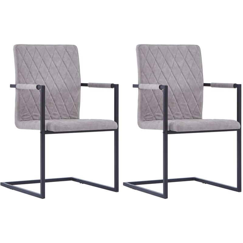 

Happyshopping - Sillas de comedor voladizas 2 uds cuero sintetico gris claro