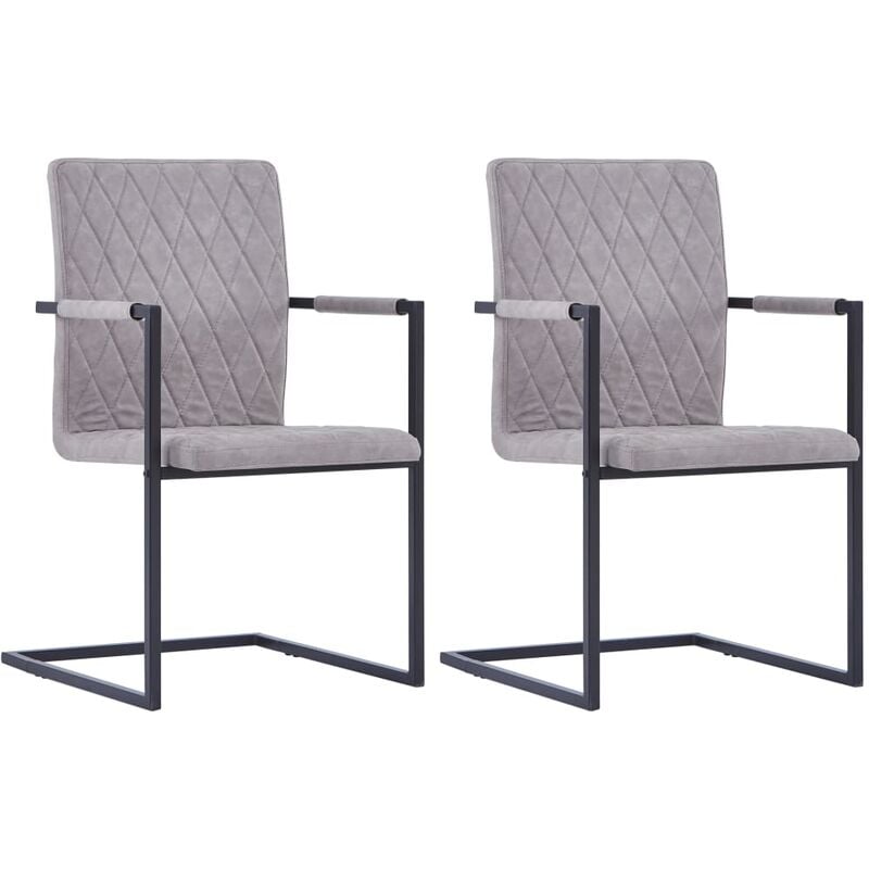 

Sillas de comedor voladizas 2 uds cuero sintético gris claro