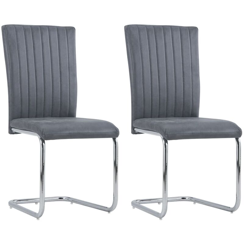 

Sillas de comedor voladizas 2 uds piel de ante artificial gris