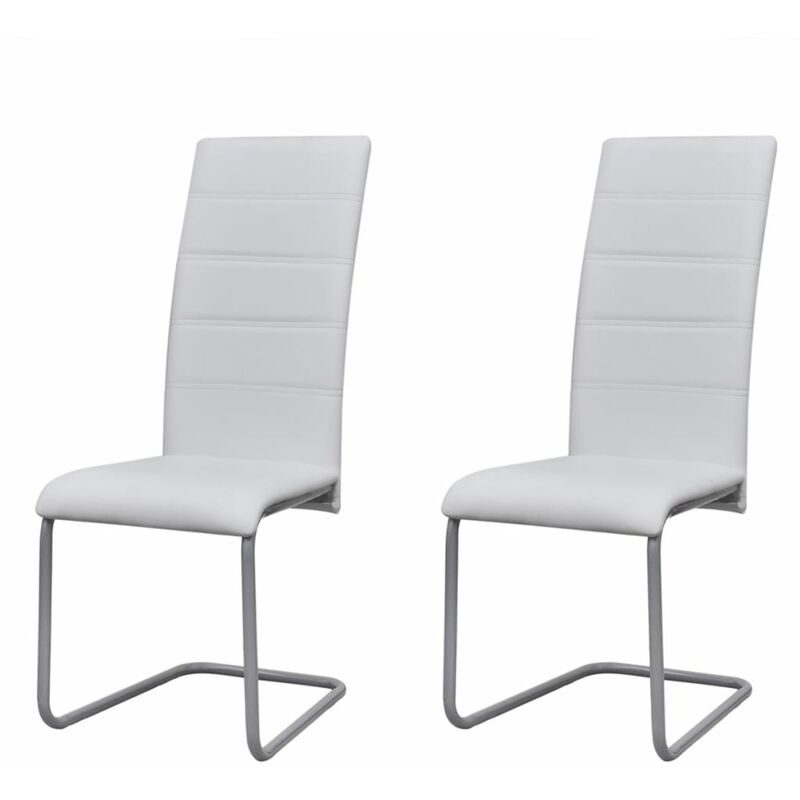 

Sillas de comedor voladizas 2 unidades cuero sintetico blanco