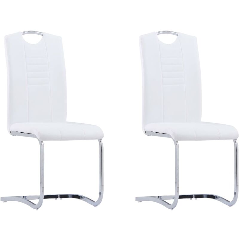 

Sillas de comedor voladizas 2 unidades cuero sintético blanco