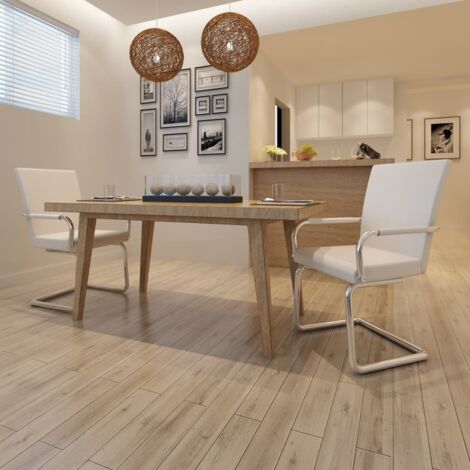 Sillas de comedor voladizas 2 unidades cuero sintético blanco vidaXL