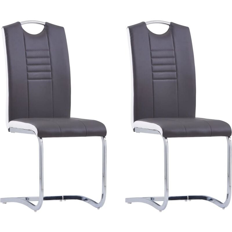 

Sillas de comedor voladizas 2 unidades cuero sintético gris