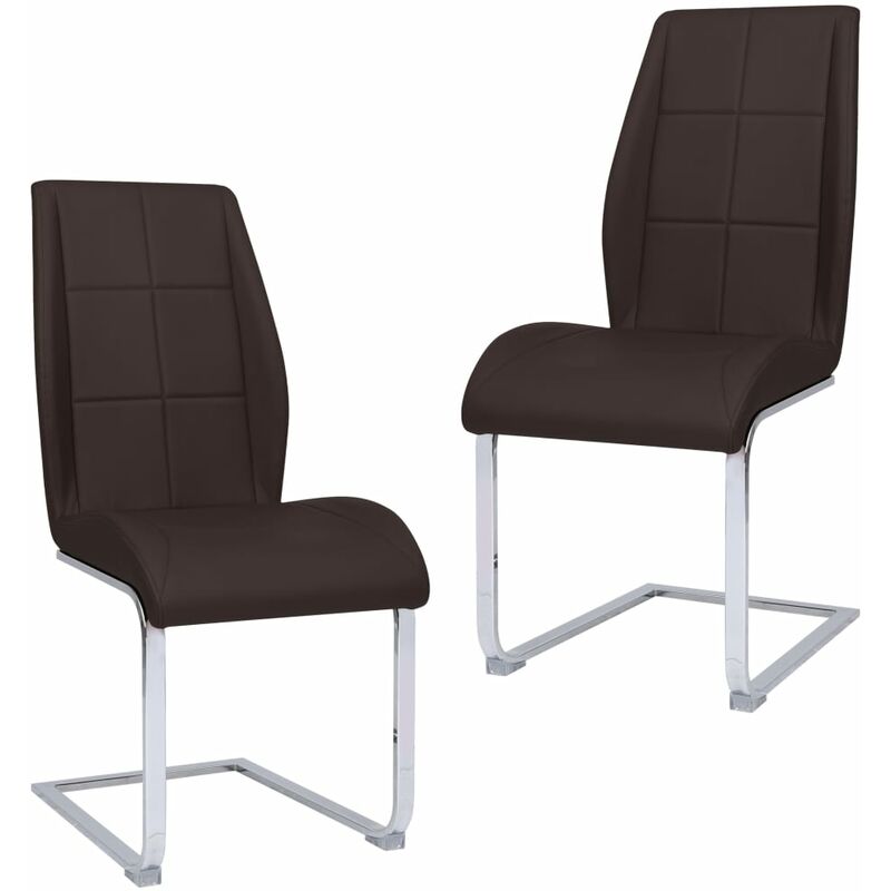 

Sillas de comedor voladizas 2 unidades cuero sintético marrón