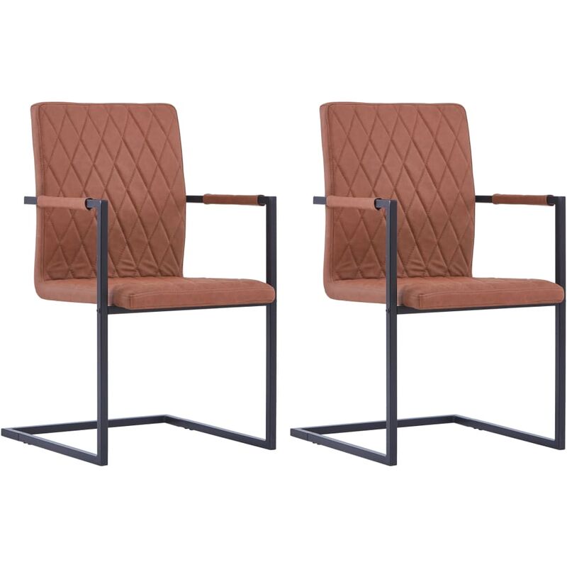 

Sillas de comedor voladizas 2 unidades cuero sintético marrón