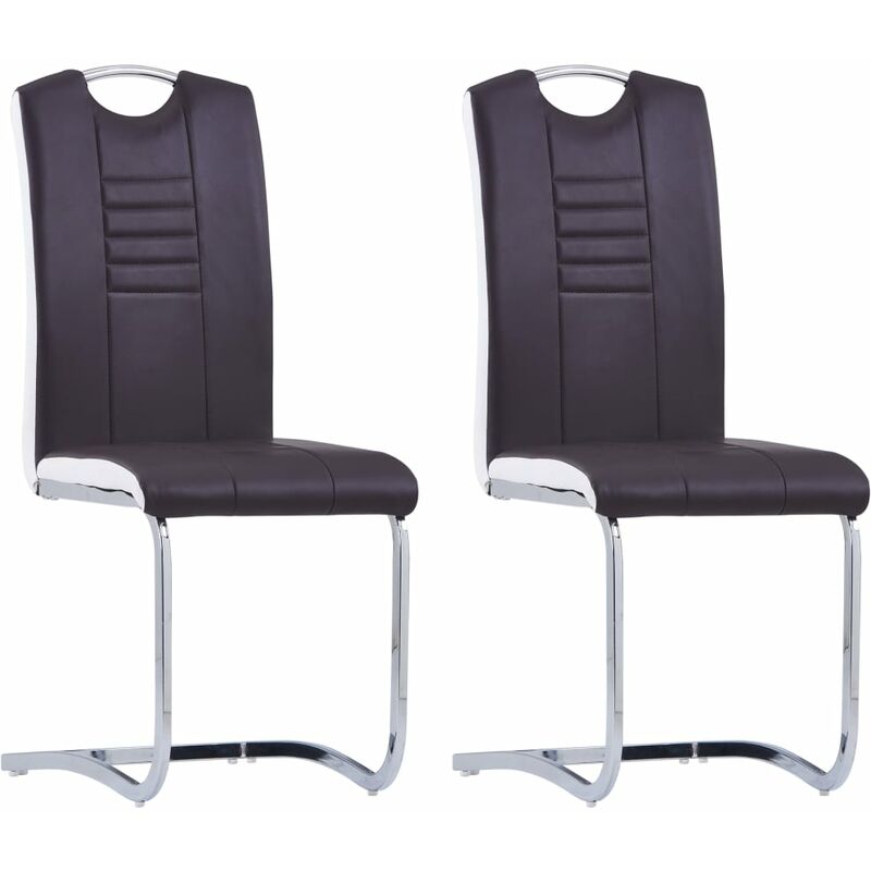 

Sillas de comedor voladizas 2 unidades cuero sintético marrón