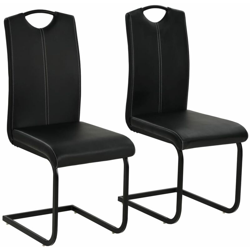 

Sillas de comedor voladizas 2 unidades cuero sintético negro