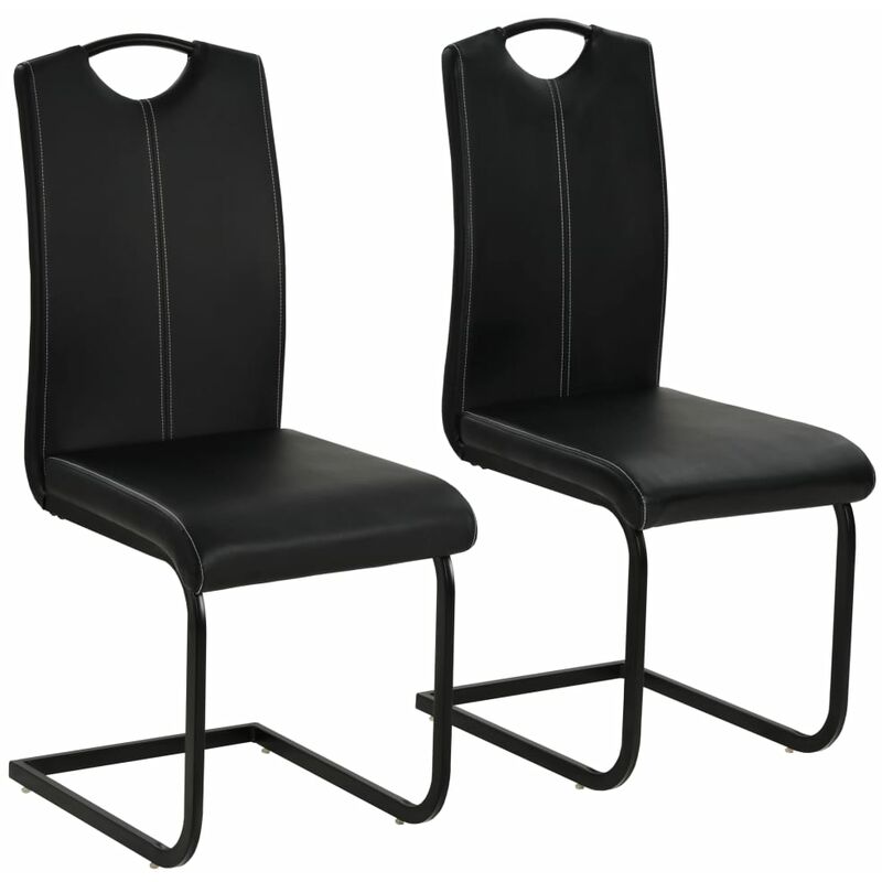 

Sillas de comedor voladizas 2 unidades cuero sintético negro - Negro