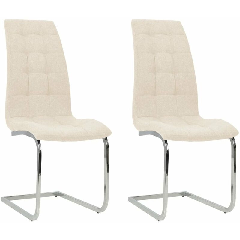 

Happyshopping - Sillas de comedor voladizas 2 unidades tela color crema