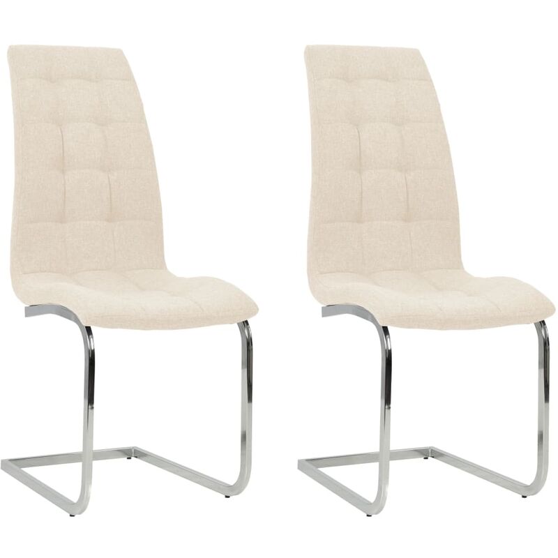 

Sillas de comedor voladizas 2 unidades tela color crema