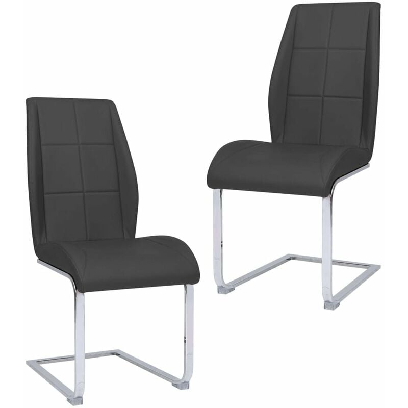 

Happyshopping - Sillas de comedor voladizas 2 unidades tela gris