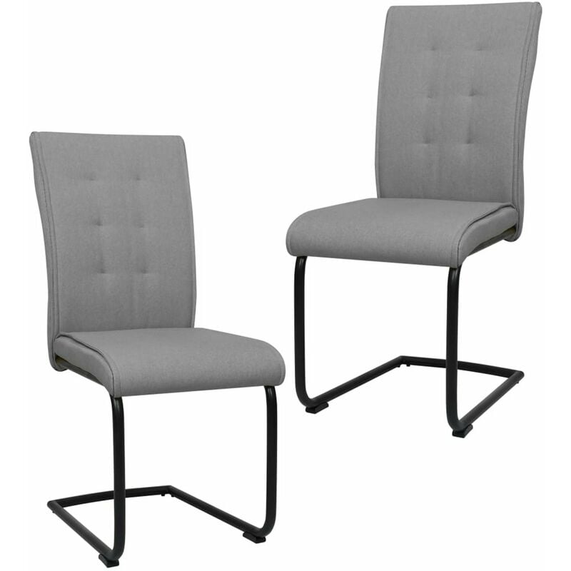 

Sillas de comedor voladizas 2 unidades tela gris claro