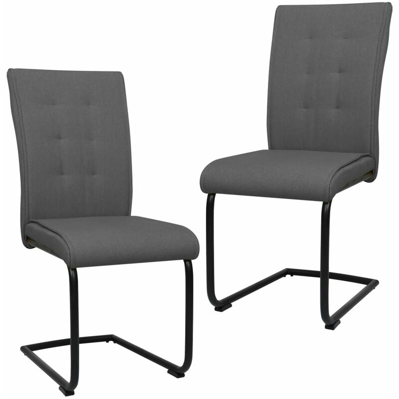 

Sillas de comedor voladizas 2 unidades tela gris oscuro