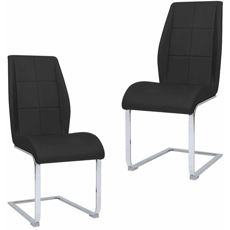 

Happyshopping - Sillas de comedor voladizas 2 unidades tela negra