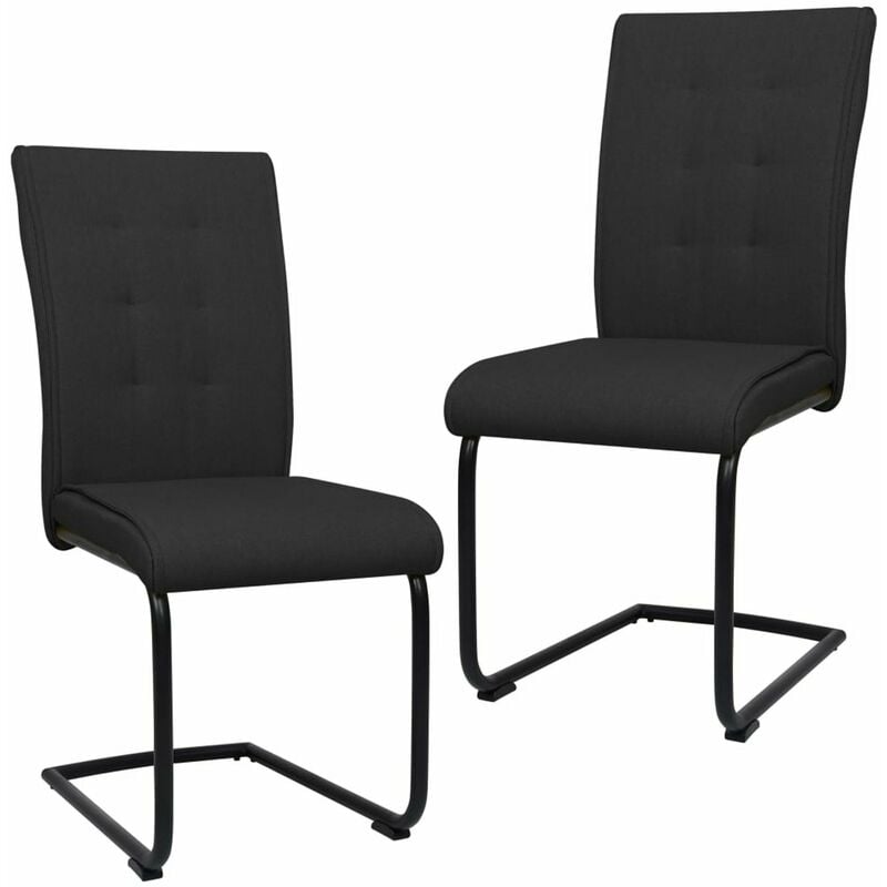 

Sillas de comedor voladizas 2 unidades tela negra