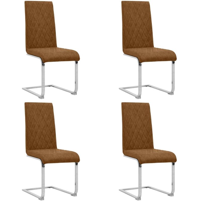 

Sillas de comedor voladizas 4 uds cuero sintético marrón oscuro
