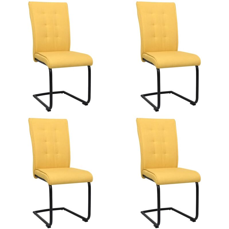 

Sillas de comedor voladizas 4 uds de tela amarillo mostaza