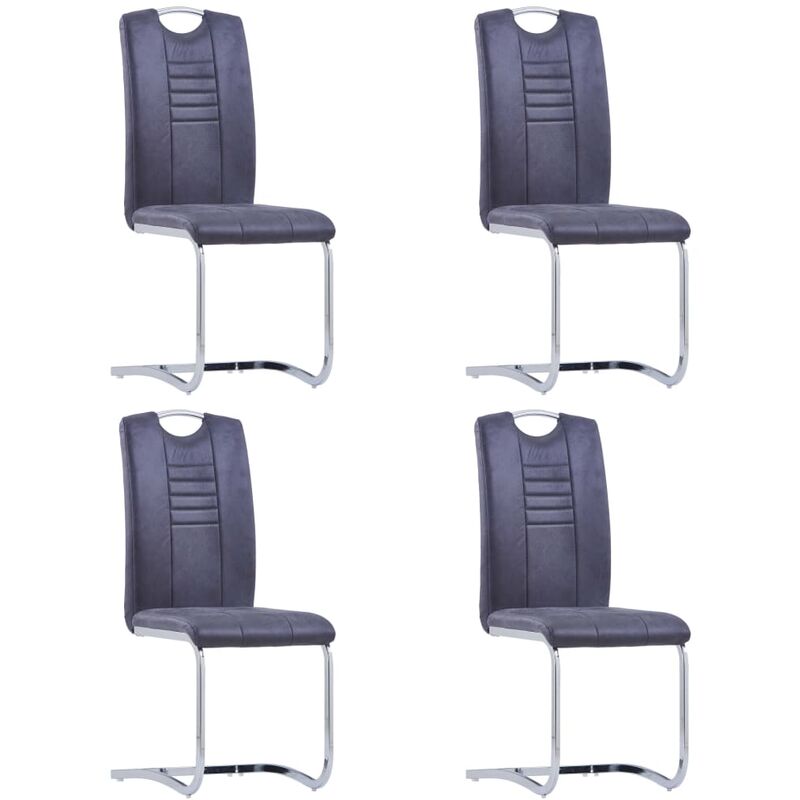 

Sillas de comedor voladizas 4 uds piel de ante artificial gris