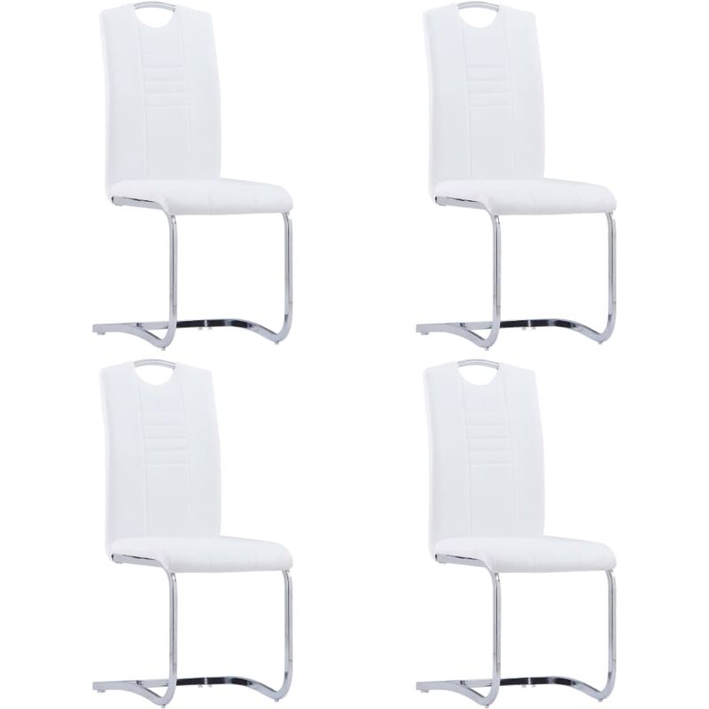 

Sillas de comedor voladizas 4 unidades cuero sintético blanco