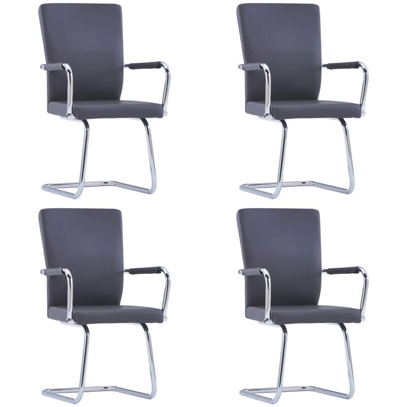 

Sillas de comedor voladizas 4 unidades cuero sintético gris