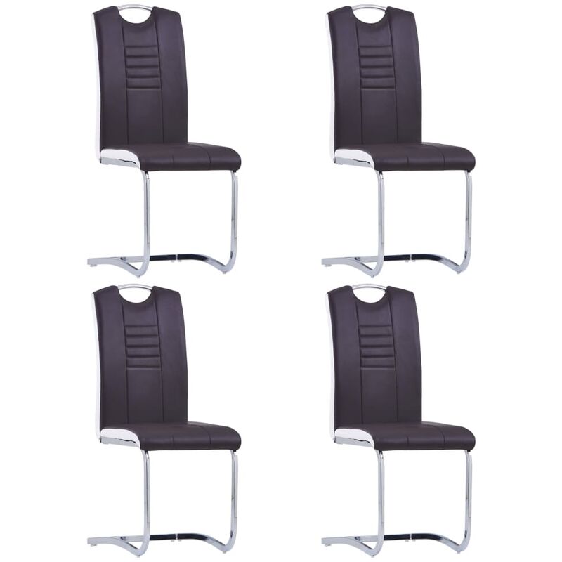 

Sillas de comedor voladizas 4 unidades cuero sintético marrón