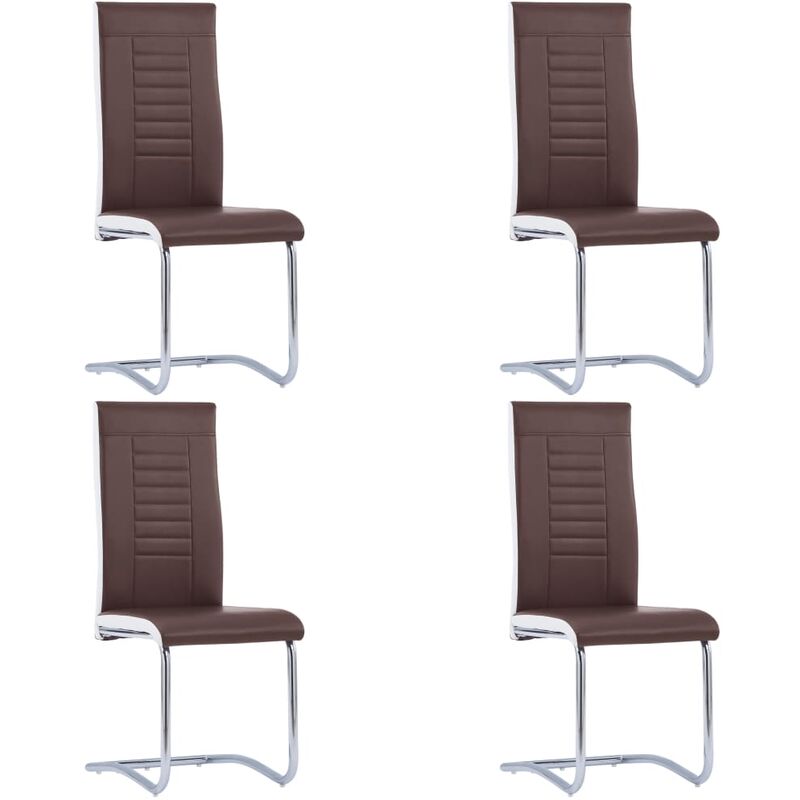 

Sillas de comedor voladizas 4 unidades cuero sintético marrón