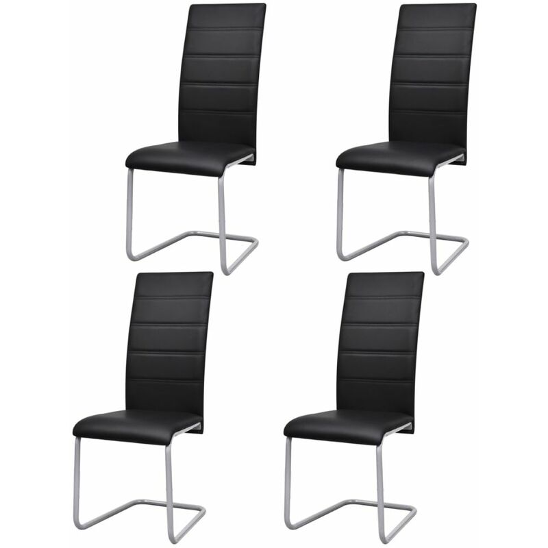 

Sillas de comedor voladizas 4 unidades cuero sintetico negro