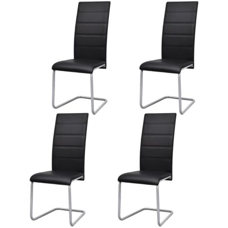 Sillas de comedor voladizas 4 unidades cuero sintético negro vidaXL