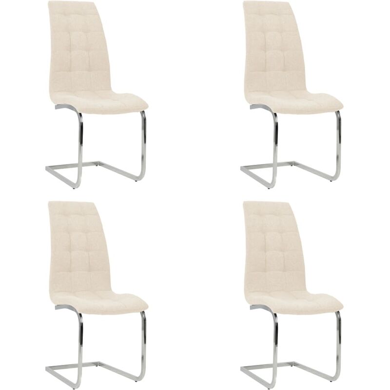 

Sillas de comedor voladizas 4 unidades de tela color crema
