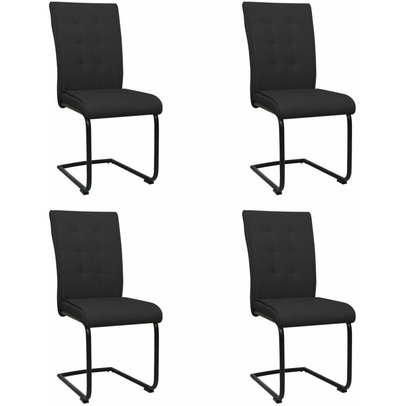 

Happyshopping - Sillas de comedor voladizas 4 unidades de tela negra