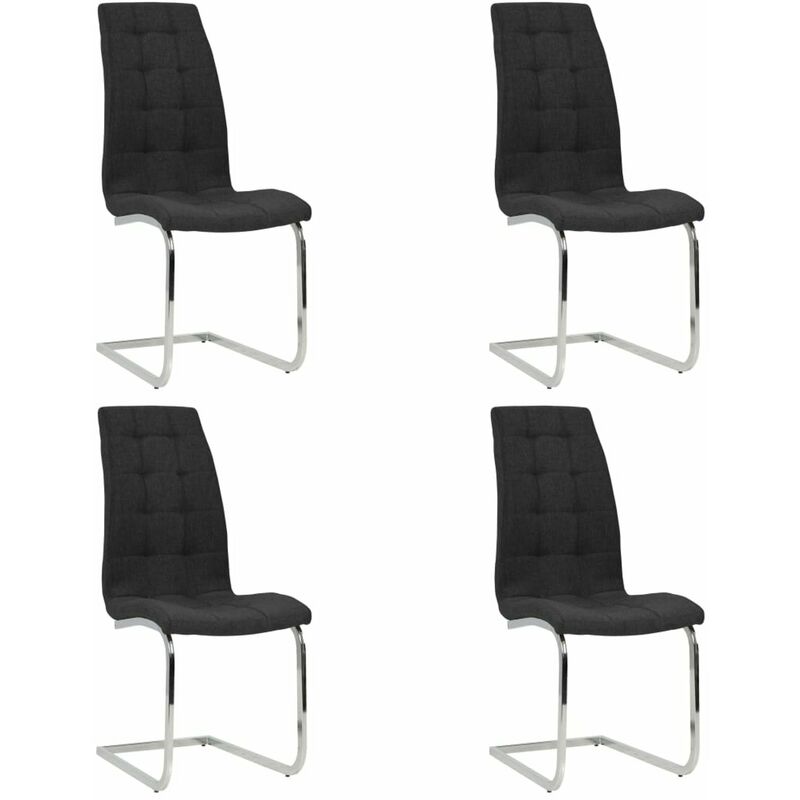 

Happyshopping - Sillas de comedor voladizas 4 unidades de tela negra