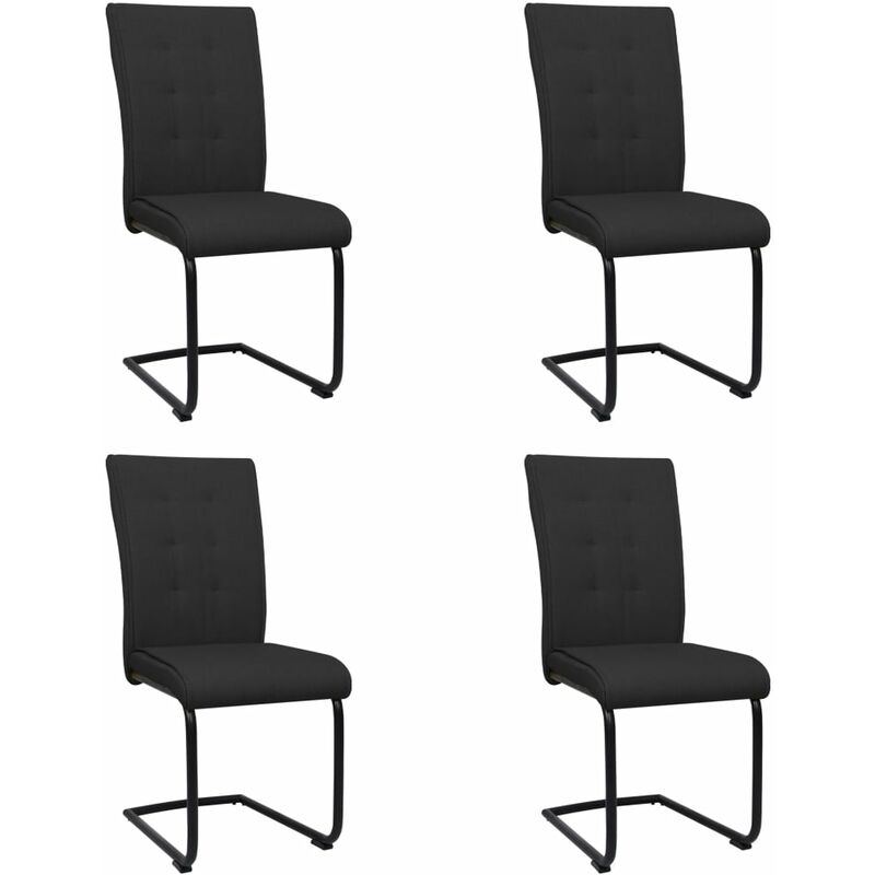 

Sillas de comedor voladizas 4 unidades de tela negra