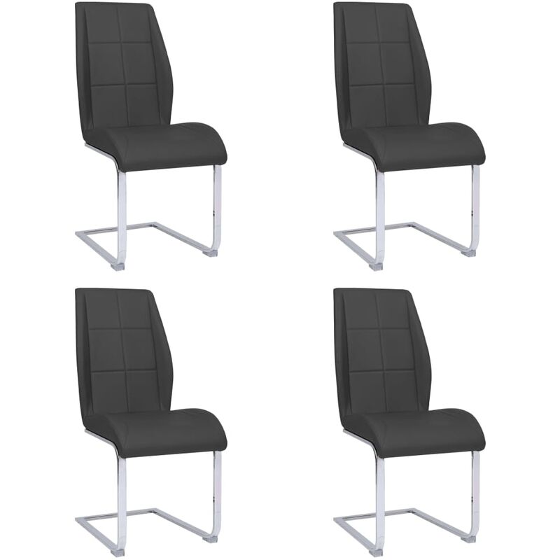 

Sillas de comedor voladizas 4 unidades tela gris