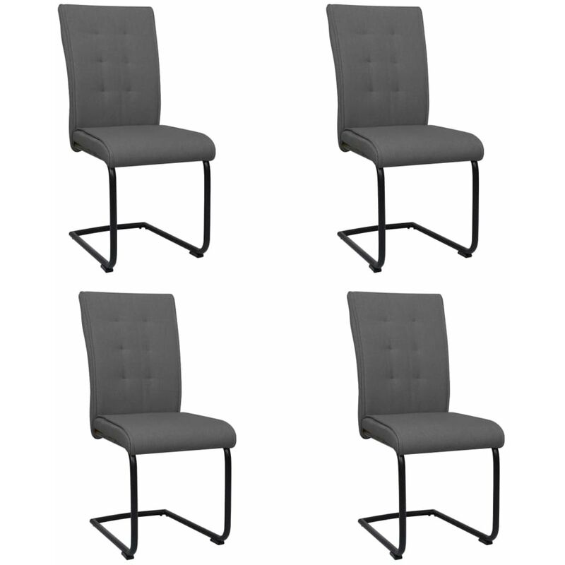

Happyshopping - Sillas de comedor voladizas 4 unidades tela gris oscuro
