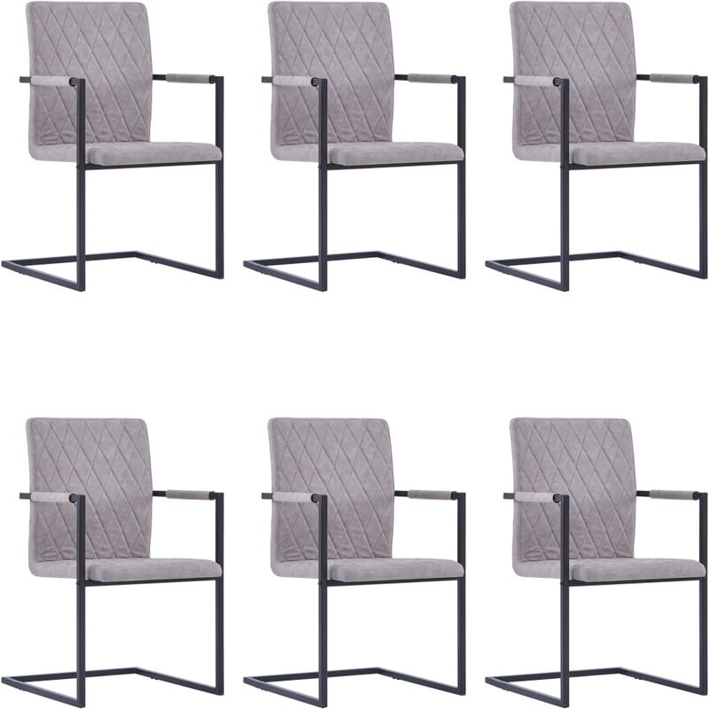 

Sillas de comedor voladizas 6 uds de cuero sintético gris claro