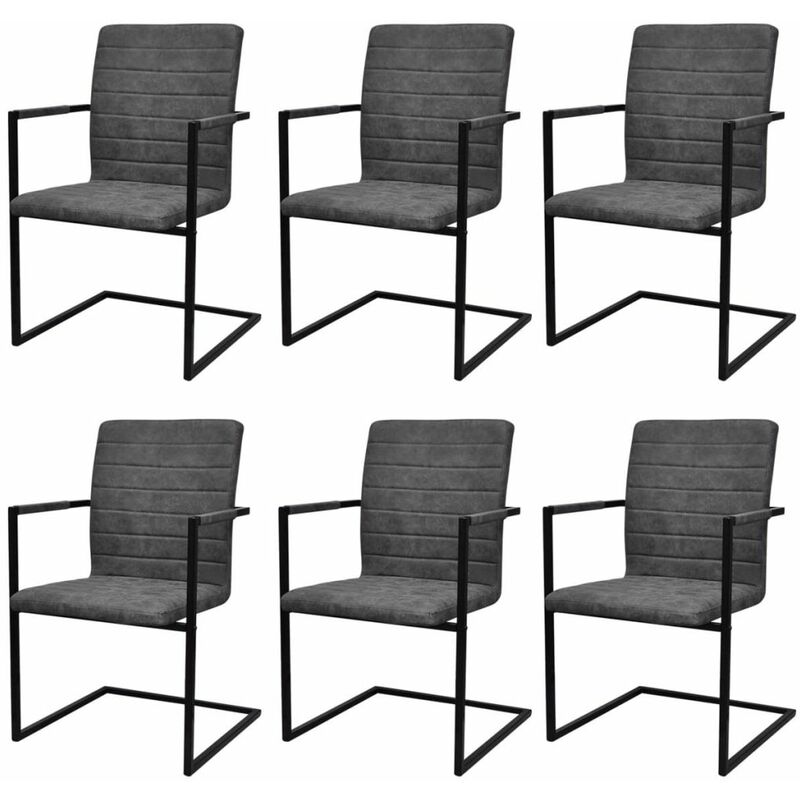 

BHD - Sillas de comedor voladizas 6 unidades cuero sintético gris