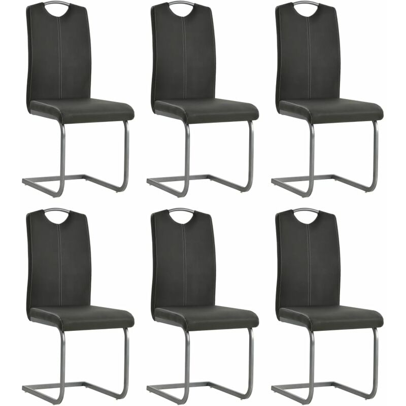 

Sillas de comedor voladizas 6 unidades cuero sintético gris