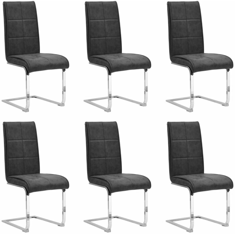 

BHD - Sillas de comedor voladizas 6 unidades cuero sintético negro
