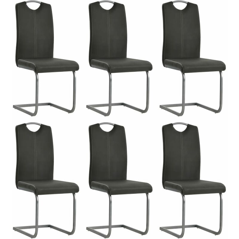 

Sillas de comedor voladizas 6 unidades cuero sintético gris - Gris