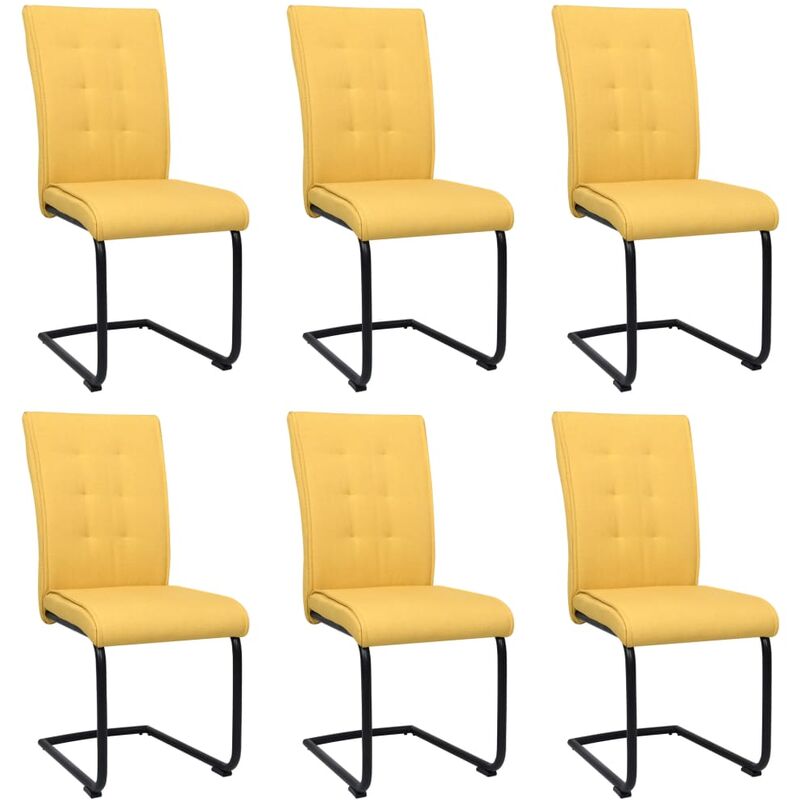 

Sillas de comedor voladizas 6 unidades de tela amarillo mostaza