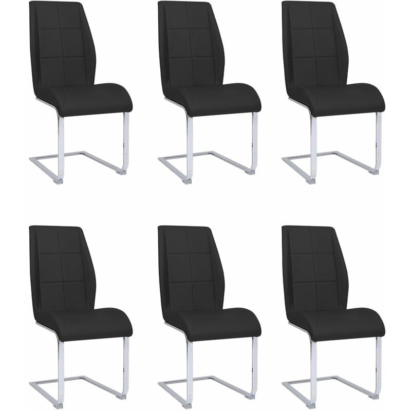 

Sillas de comedor voladizas 6 unidades de tela negra