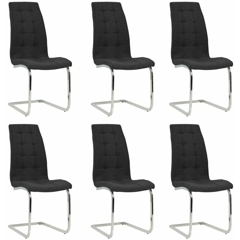 

Sillas de comedor voladizas 6 unidades de tela negro