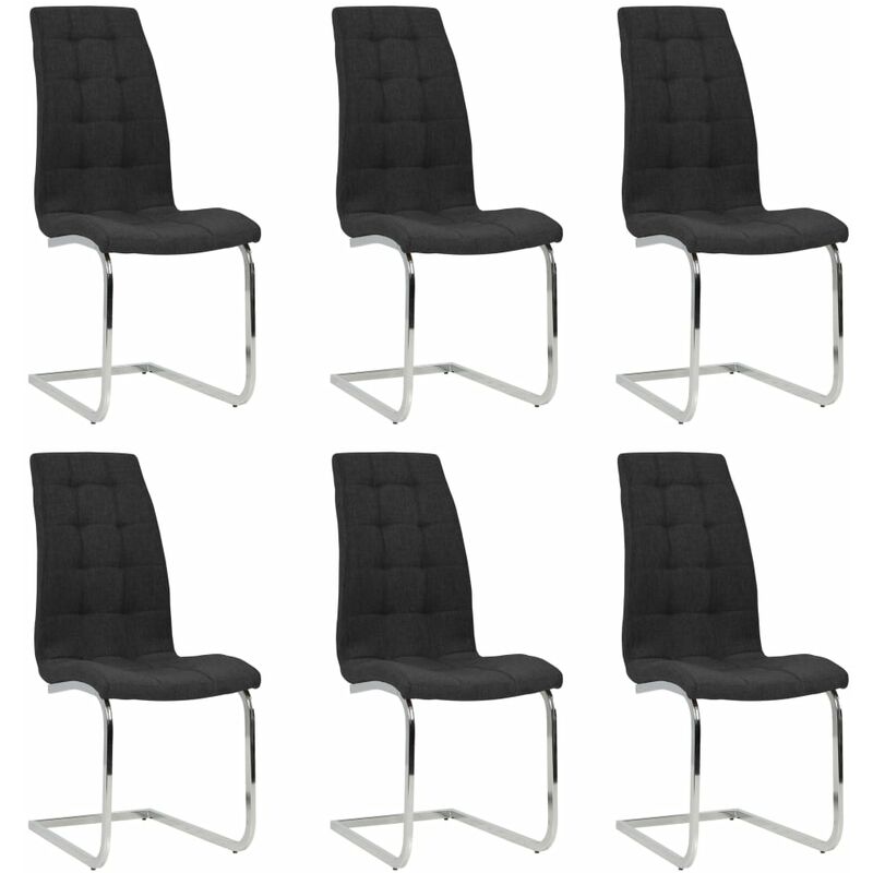 

Sillas de comedor voladizas 6 unidades de tela negro