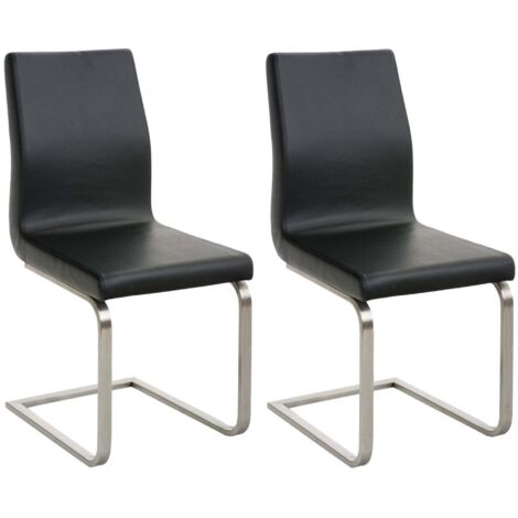 Sillas de comedor x2 diseño moderno PVC negro estructura de acero inoxidable 100007402