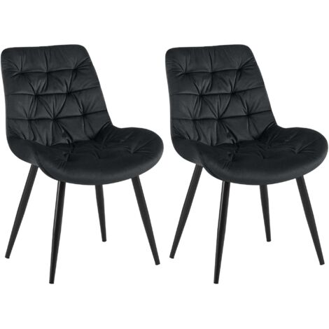 Sillas de comedor x2 en terciopelo negro con estructura de metal negro comodidad y elegancia atemporal 100007441