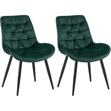 Sillas de comedor x2 en terciopelo verde con estructura de metal negro comodidad y elegancia atemporal 100007479