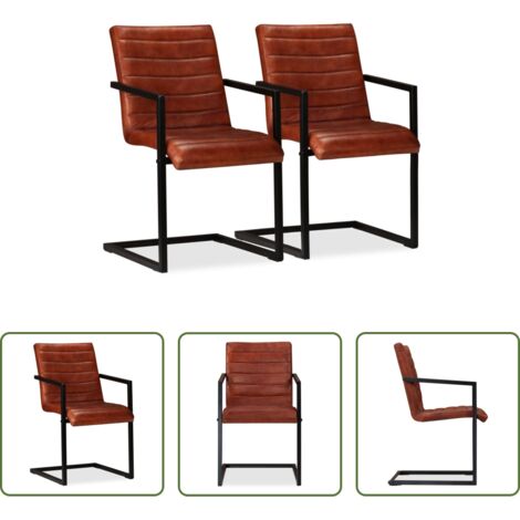Sillas de cuero sintético - Sillas de comedor 2 unidades cuero sintético marrón